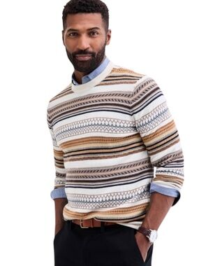 Club Room Men's Glen Plaid Sweater Winter Ivory Size M - NWT